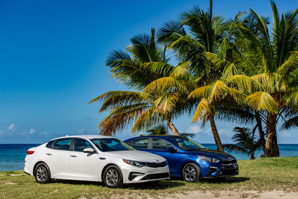 rental car fleet at Cane Bay Beach, St. Croix, U.S. Virgin Islands