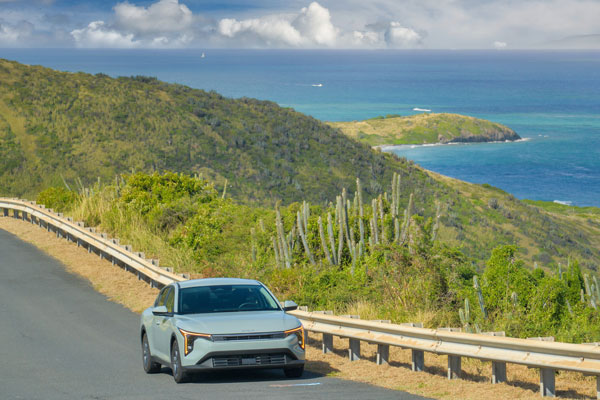 Rental car at Point Udall on St. Croix, U.S. Virgin Islands